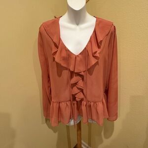 Ruffled Coral sheer Blouse